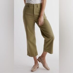 Quince Women's Stretch Cotton Twill Wide-Leg Crop Pants Size 31